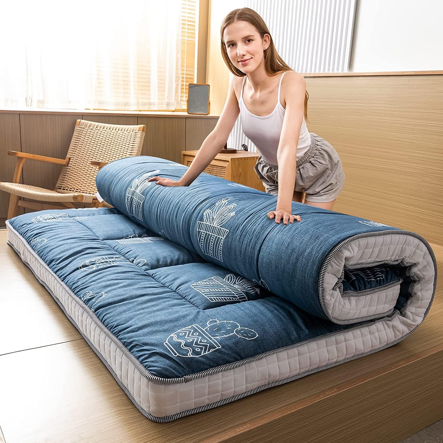 MAXYOYO Grey Cactus Pattern Twin Size Futon Mattress Review