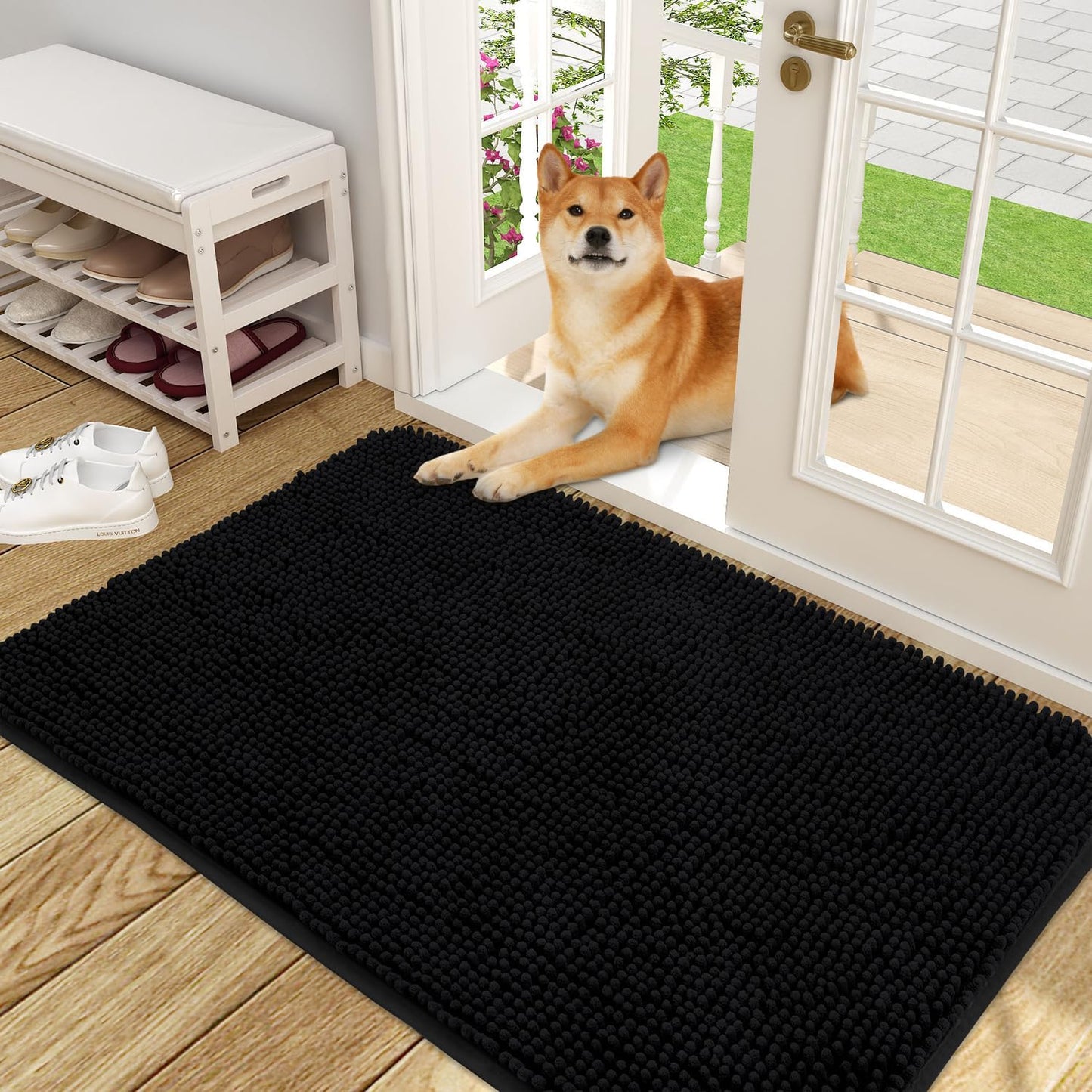 OLANLY Dog Door Mat for Muddy Paws - Absorbent Chenille Mat