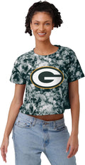 FOCO Womens NFL Team Tie-dye Crop Top Shirt - Bold Logo Fan Style