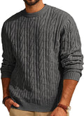 Mens Cable Knit Crewneck Sweater - Soft Polyester Blend