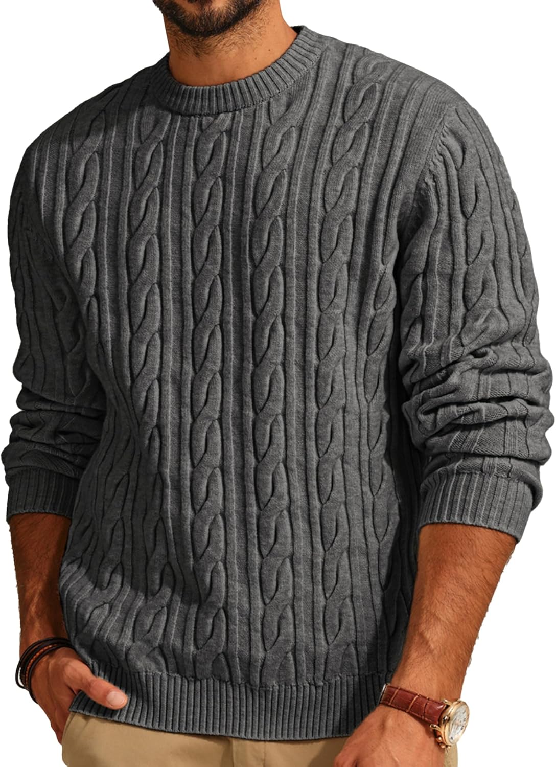 Stylish Cable Knit Pullover Sweater for Men by PJ PAUL JONES