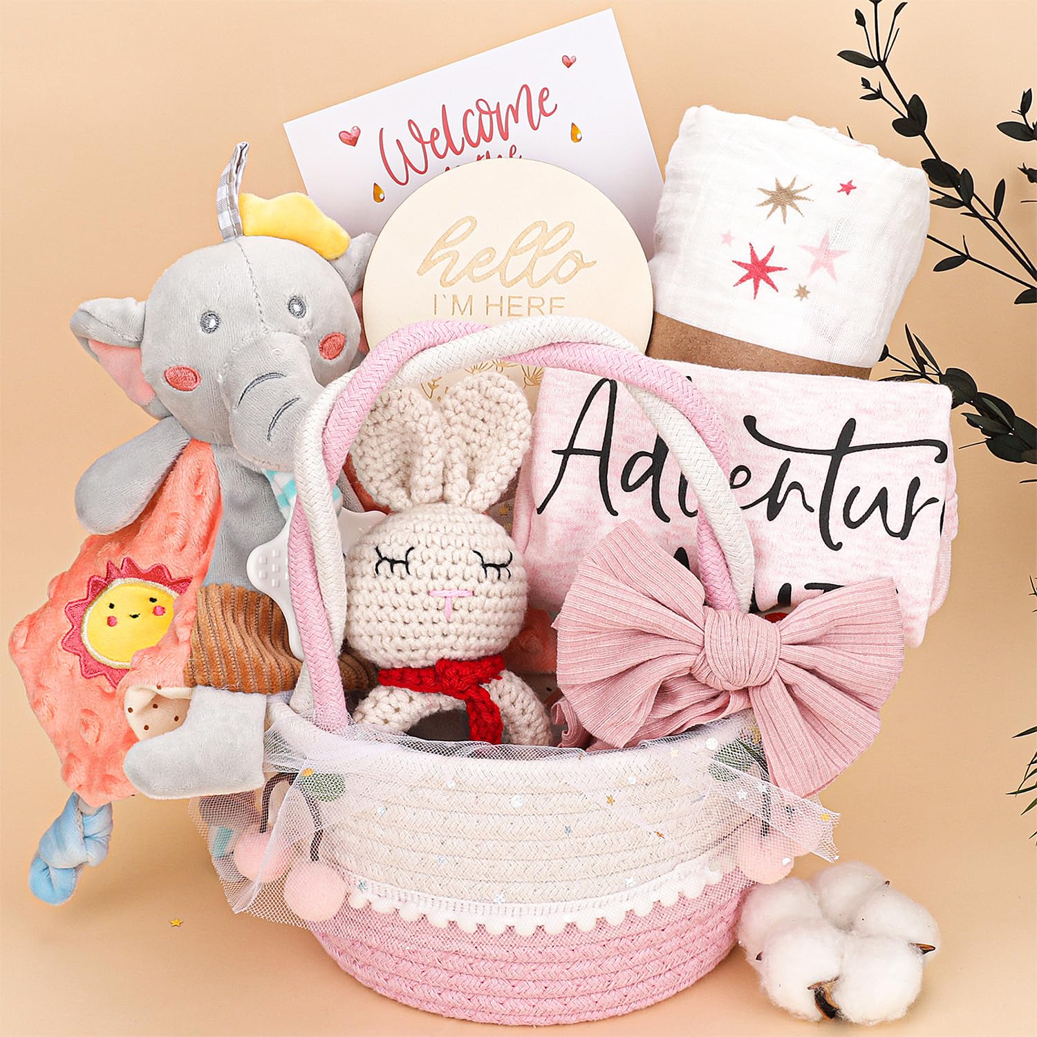 Baby Girl Gifts Basket for Newborns - Unique Baby Shower Gifts