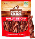 Natural Farm Odor-Free Braided Bully Sticks 6 in 10 Pack - Safe Long