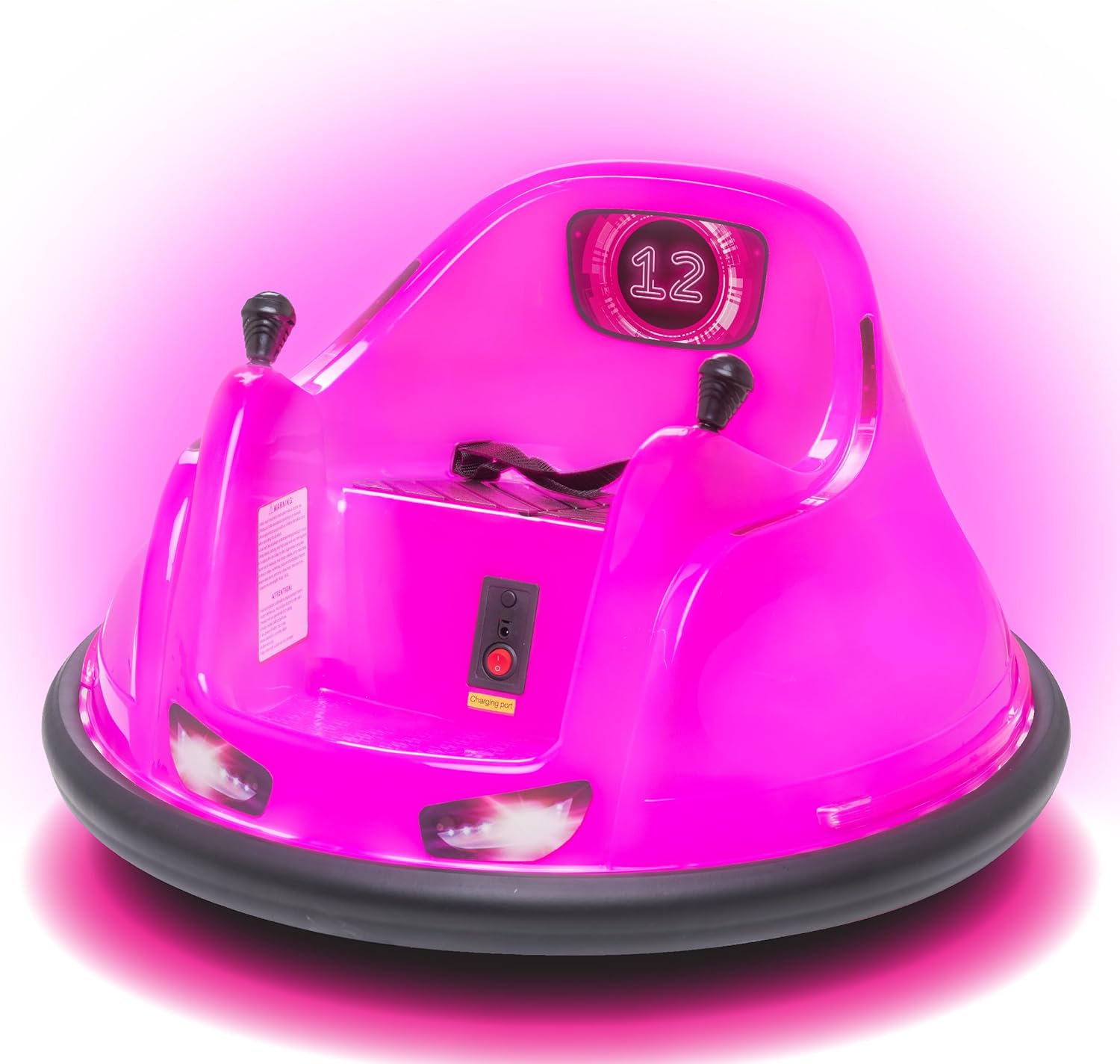 Flybar 6V Pink Glow Bumper Car for Kids with LED Lights