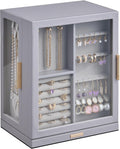 360 Rotating Jewelry Box Grey with 5 Drawers - Vertical Organizer