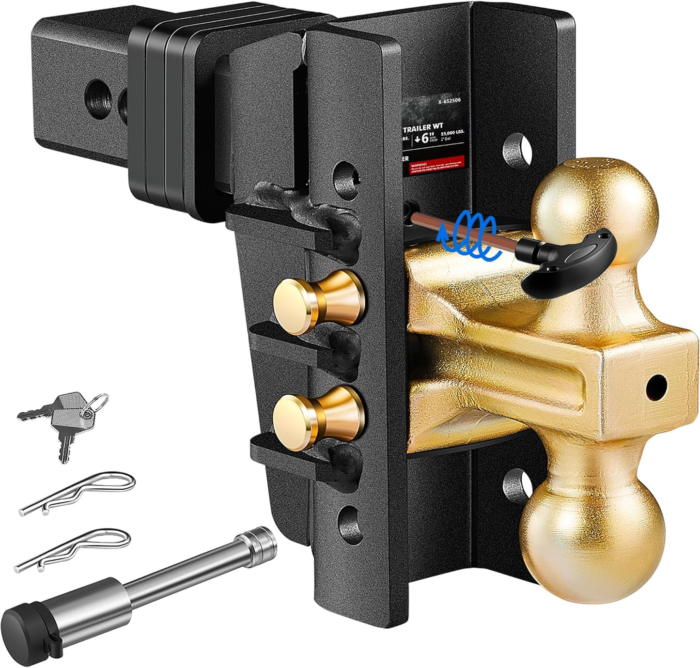 Adjustable Trailer Hitch for 2.5-Inch Receiver with 28,000 LBS GTW