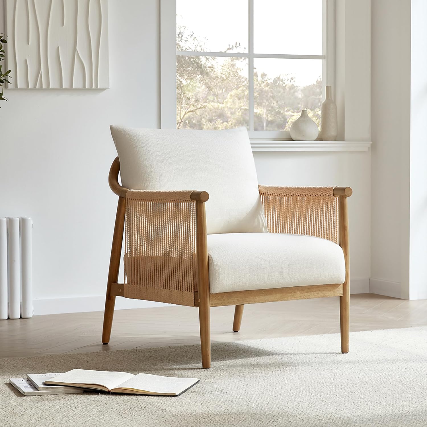 CHITA Cream Braid Armchair - Modern Comfort