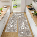 Kitchen Mats for Floor Non Slip Brown Nappa Leather Runner Rugs - Sets
