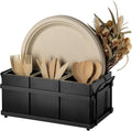 Silverware Caddy Black Wood Utensil Holder 4-in-1 Organizer