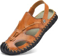Mens Closed Toe Leather Sandals - Breathable Outdoor Comfort