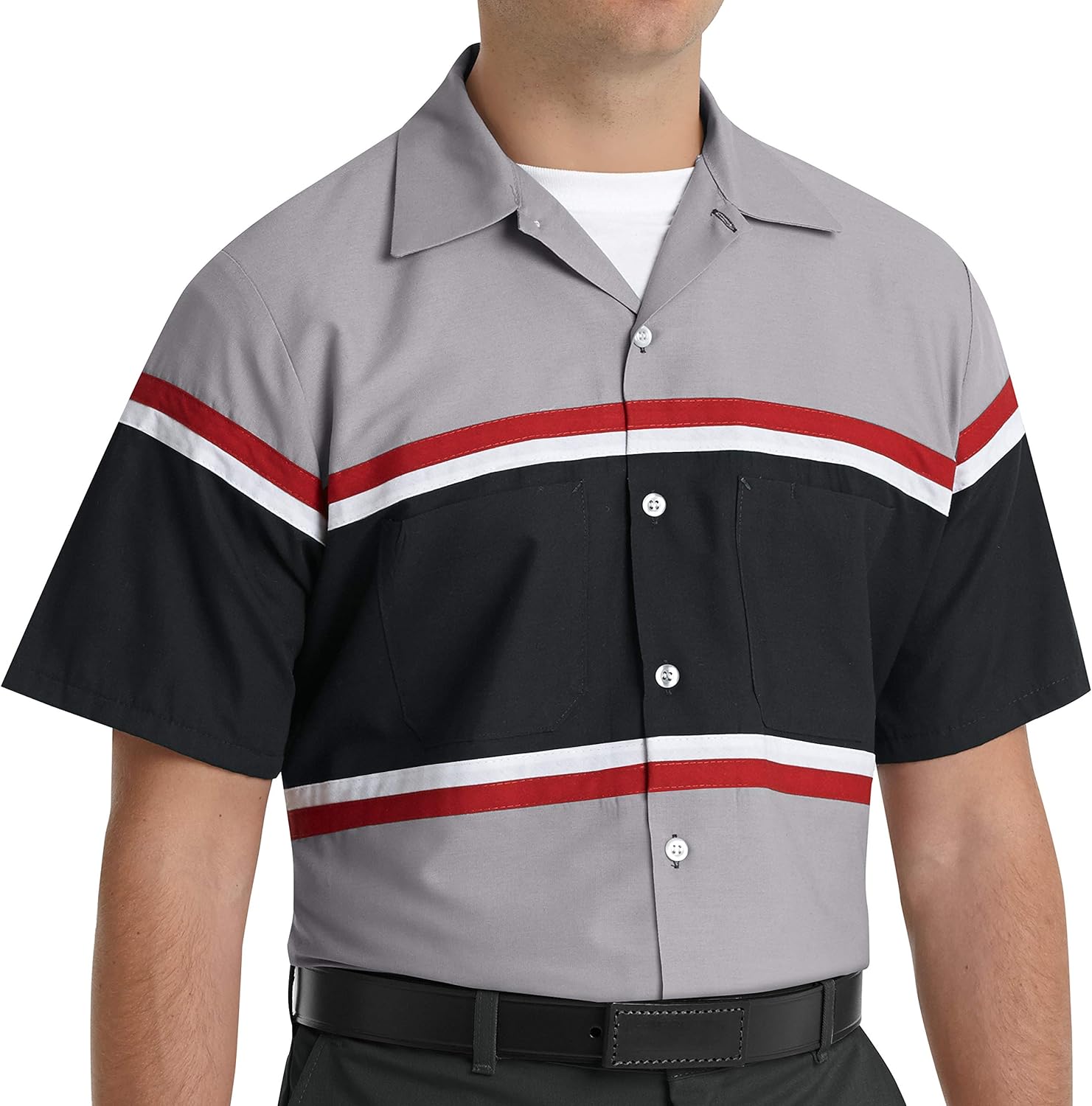 Red Kap Men's Performance Tech Lined Collar Shirt for Comfort