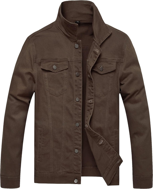 Denim Jacket Men Slim Fit Ripped Trucker Coat for Stylish Look