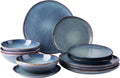 Ceramic Dinnerware Set Service for 4 - Reactive Blue 12pc