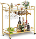 VASAGLE Bar Cart Gold - Elegant Mirrored Serving Cart