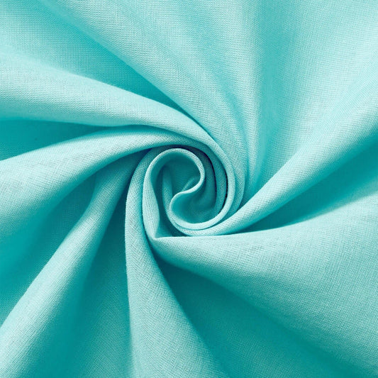 100% Cotton Voile Fabric Solid Pattern in Aqua Blue - 5 Yards