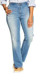 Plus Size Straight-Leg Stretch Denim Five-Pocket Jeans - Comfort Fit