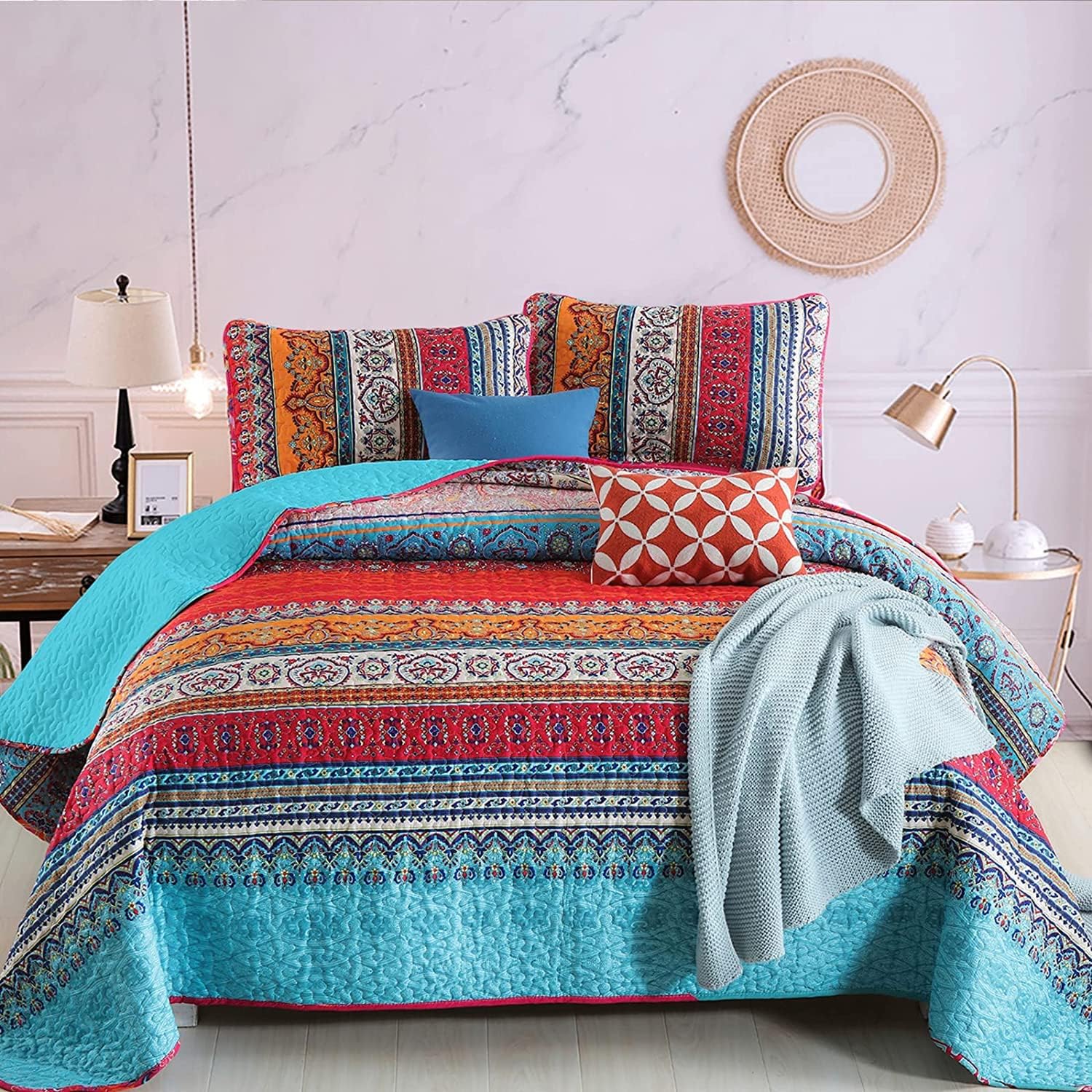 Boho Quilt Set Full Size by WONGS BEDDING - Soft Microfiber