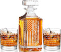 Whiskey Decanter Set for Men - Engraved American Flag Decanter