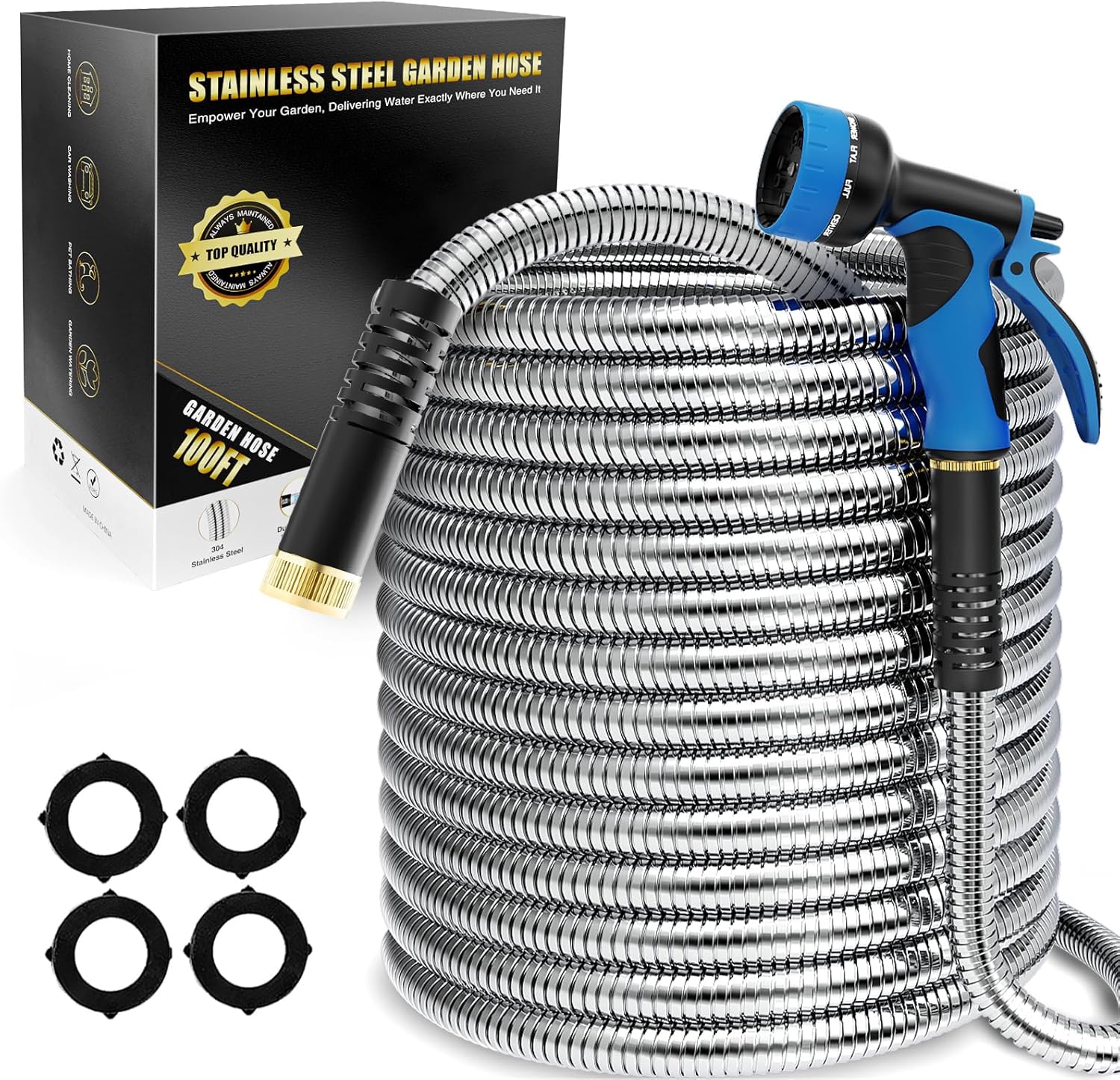 Lefree 100ft Metal Garden Hose with 10-Function Nozzle Review