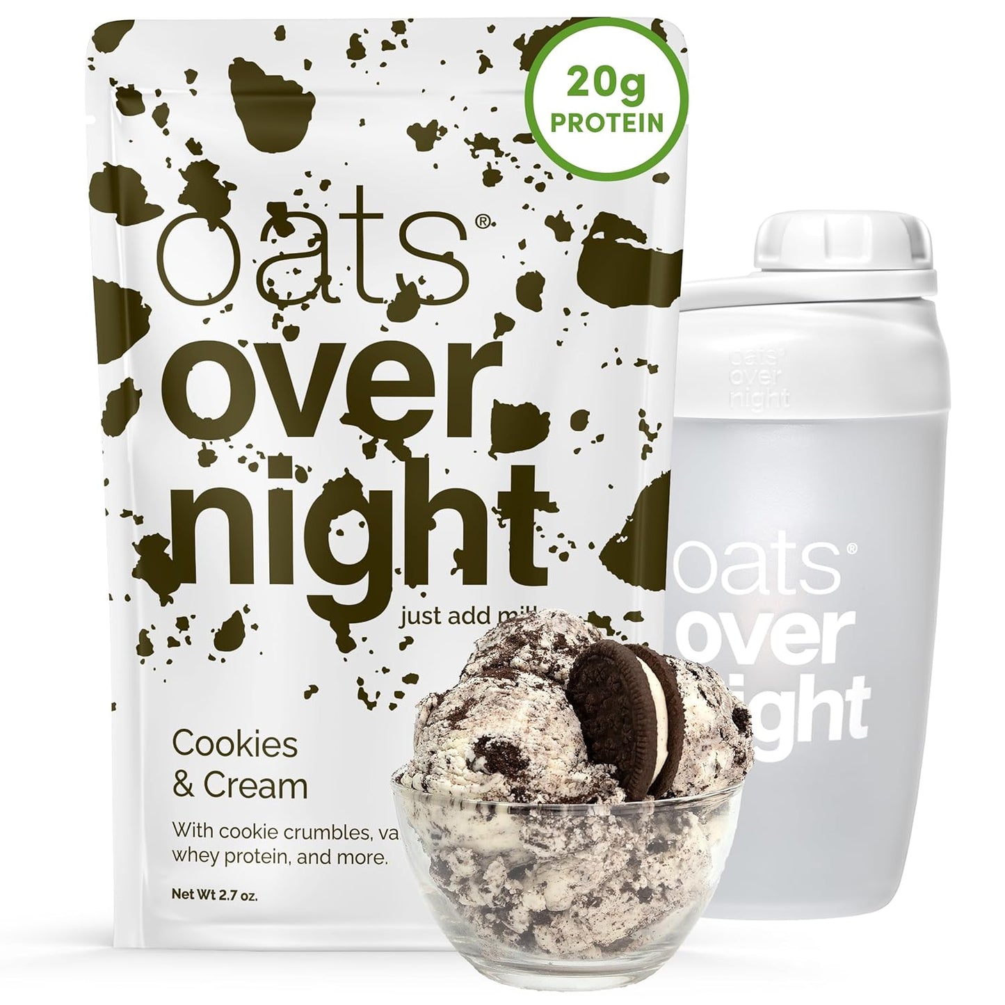 Oats Overnight Cookies & Cream - High Protein Breakfast Shake