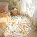 Floral 4ft Area Rug Machine Washable Boho Carpet - Soft, Non Slip
