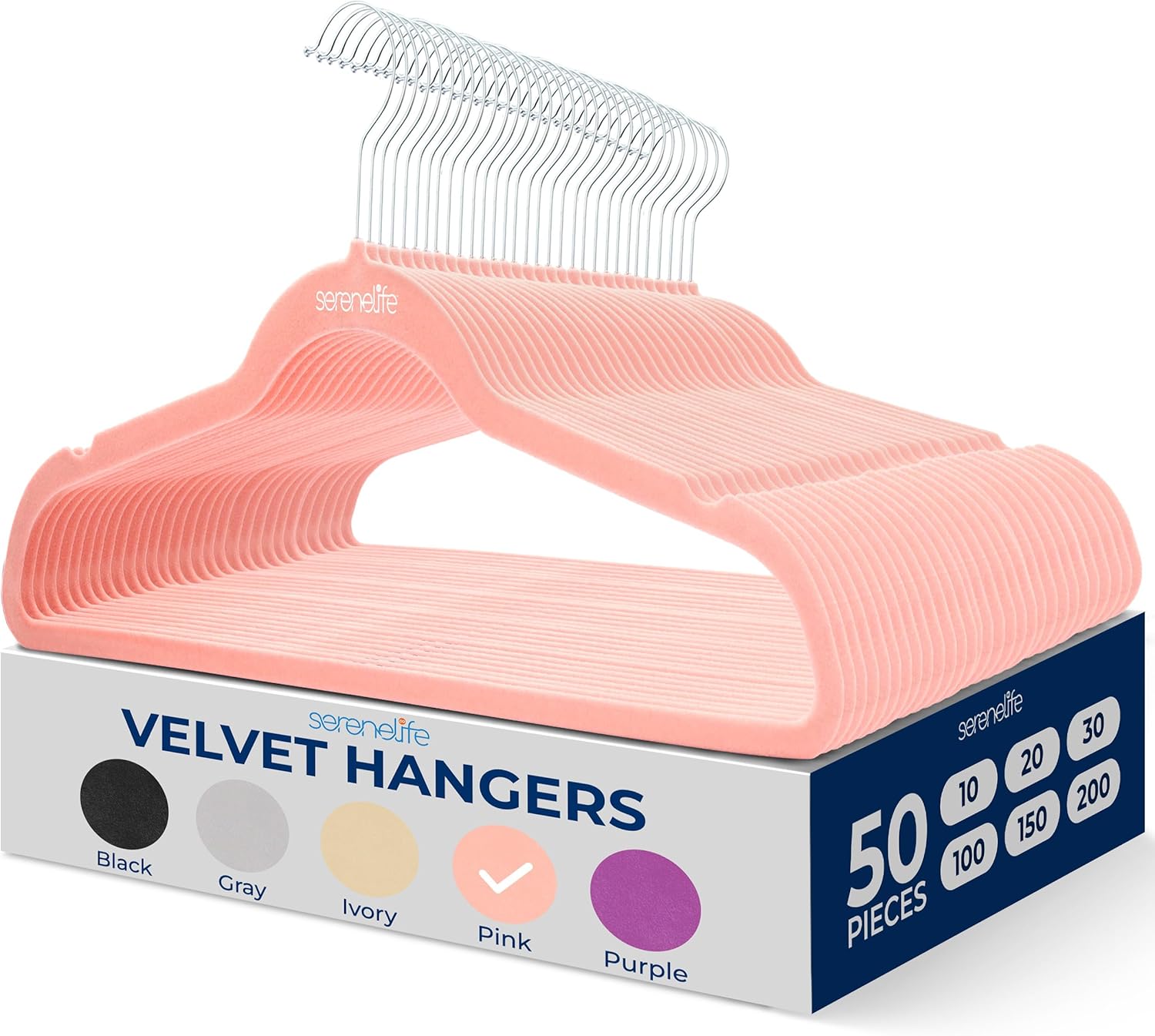 Non-Slip Velvet Hangers - Space-Saving 50 Pack for Clothes