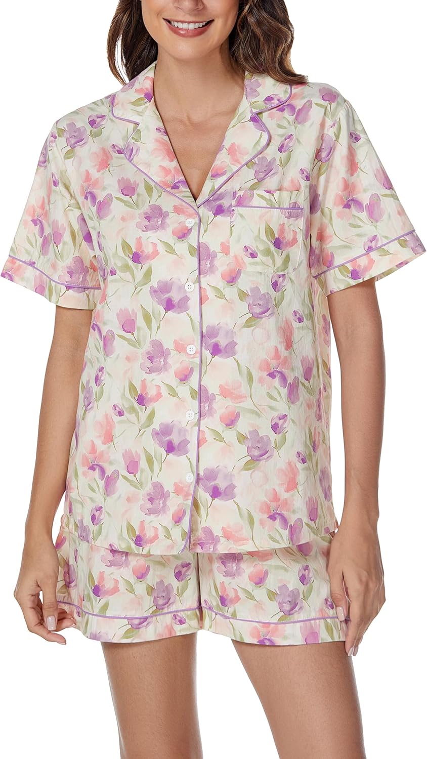 LUBOT 100% Cotton Pajamas for Women - Stylish Summer Sleepwear