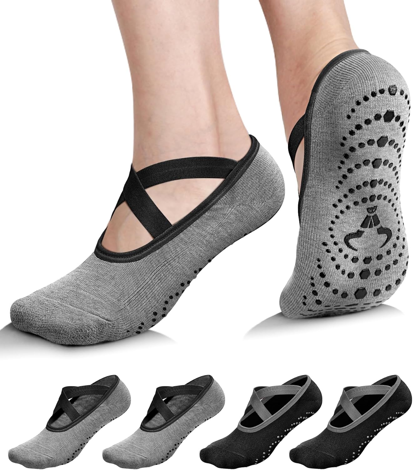 Grip Yoga Socks - anti-slip for barefoot workouts