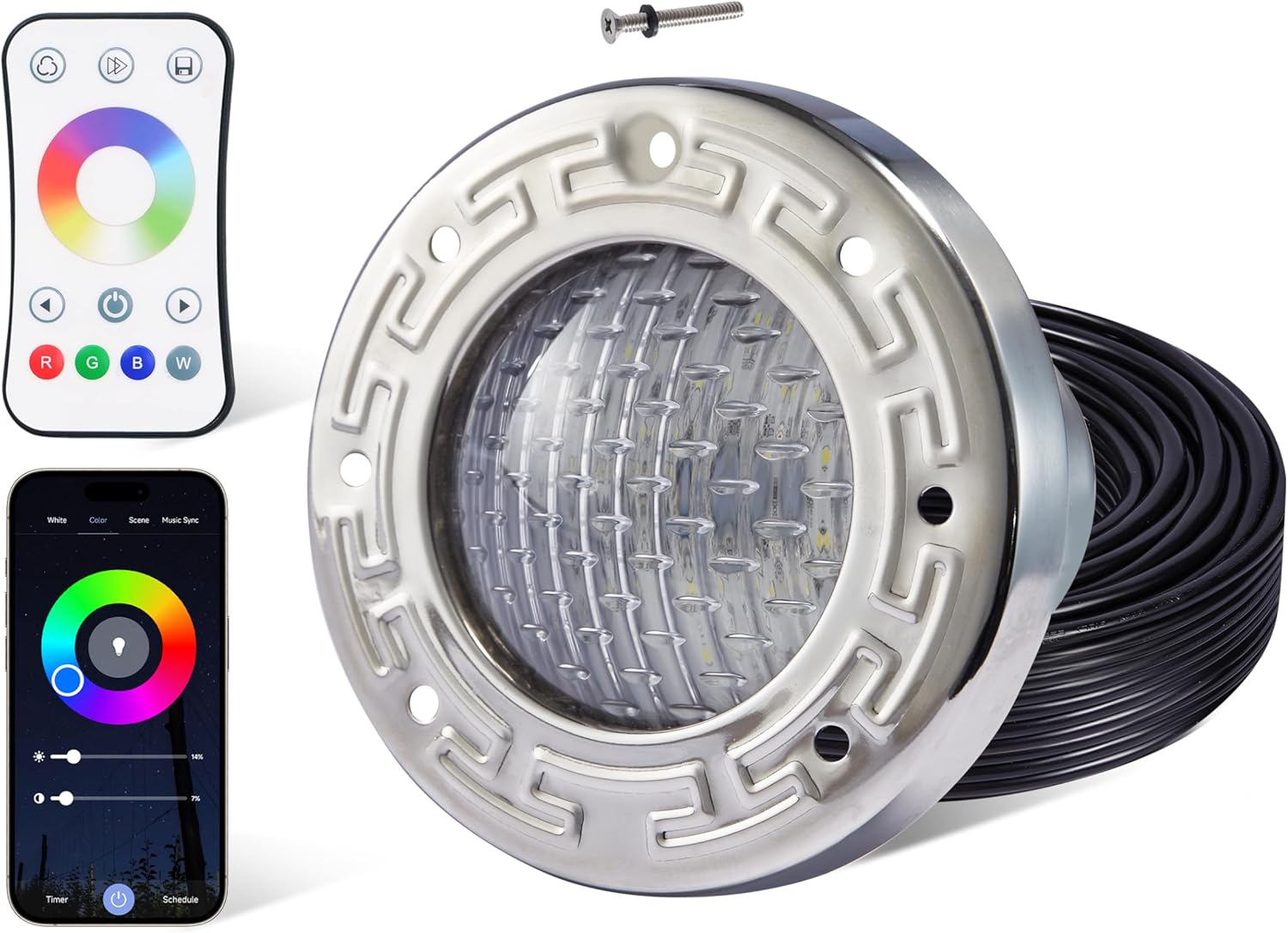 HQUA PN04DC LED Inground Pool Lighting System with RGBW Control
