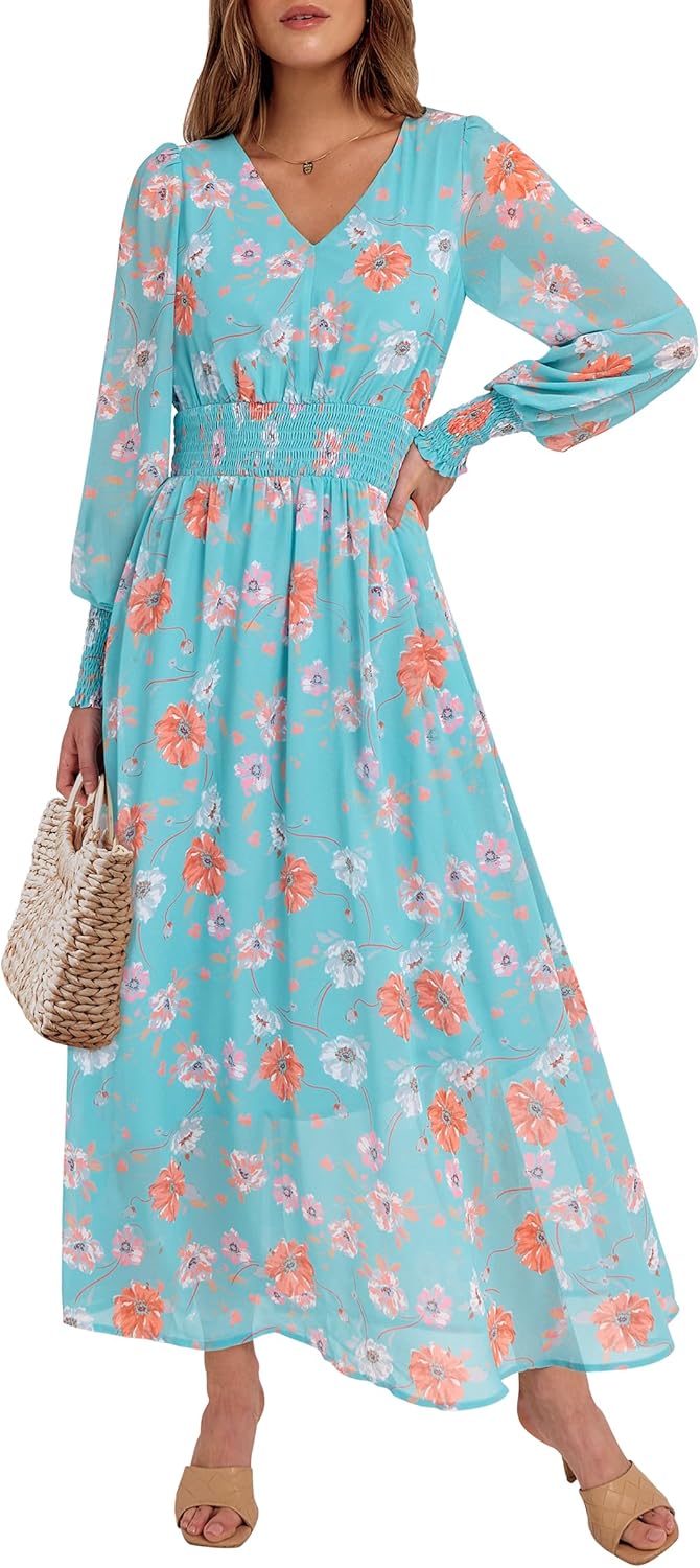 ANRABESS Women's Long Sleeve Floral Maxi Dress for All Occasions