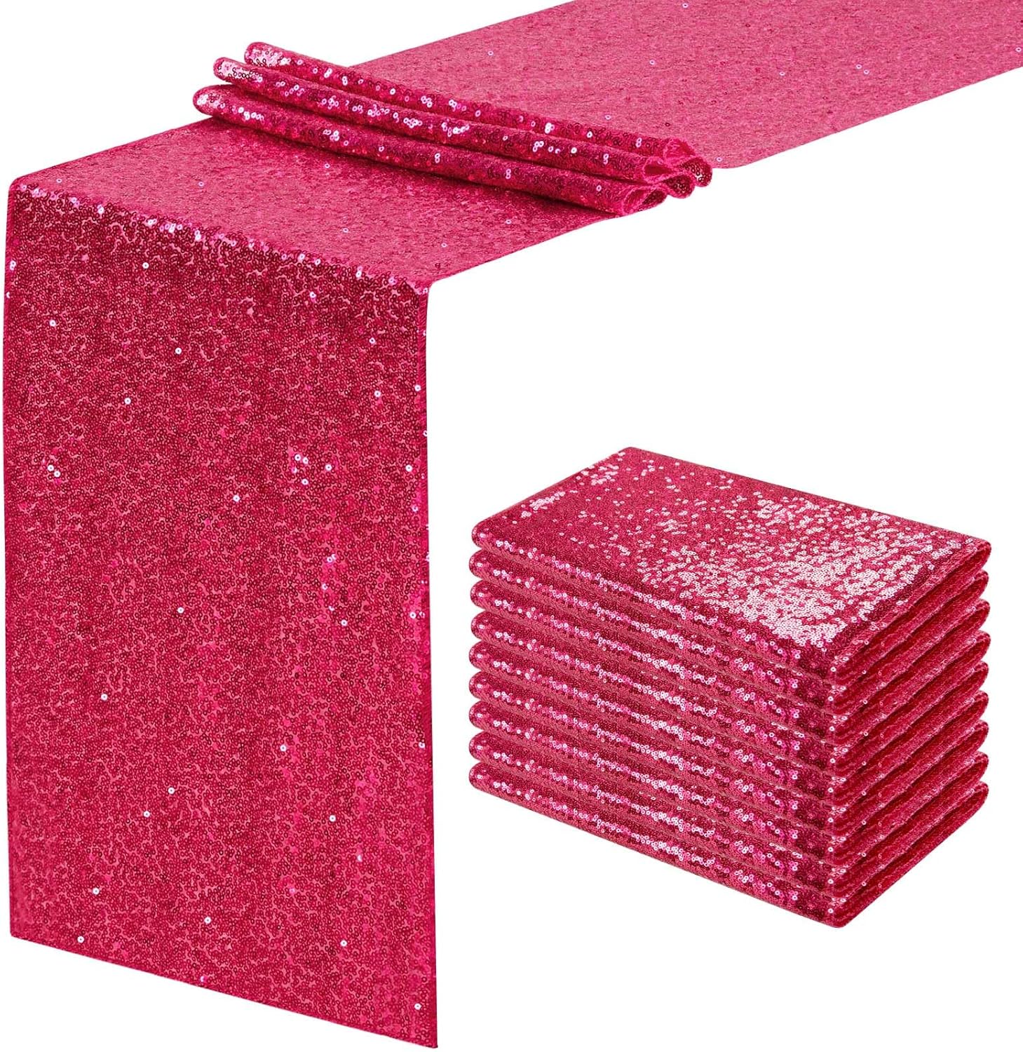 Fuchsia Sequin Table Runners for Parties and Events Decor