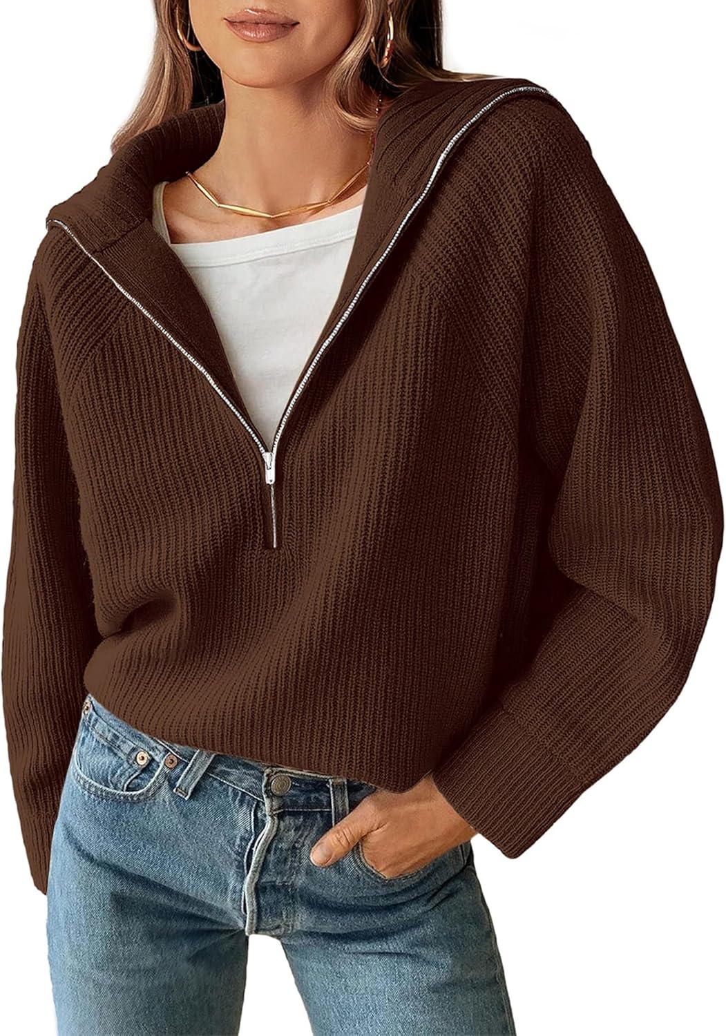 Stylish Quarter Zip Pullover Sweater for Women in 2025