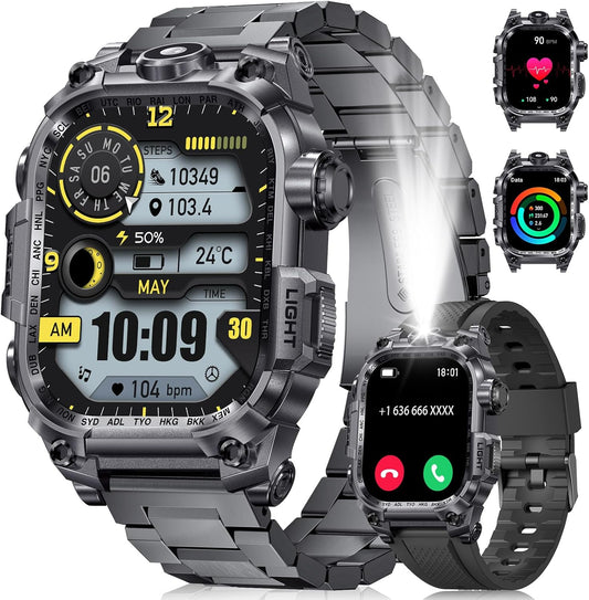 LIGE Military Smart Watch: Answer Calls, LED Flashlight, 45 Day Battery