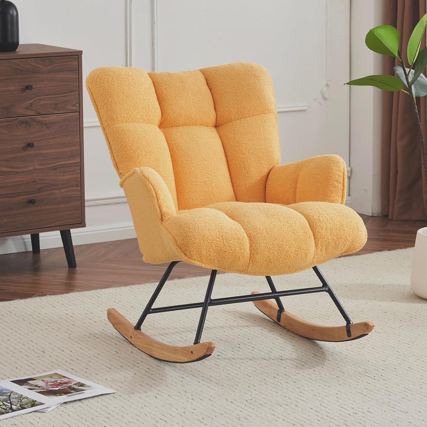 Ergonomic Teddy Upholstered Glider Rocker for Cozy Spaces