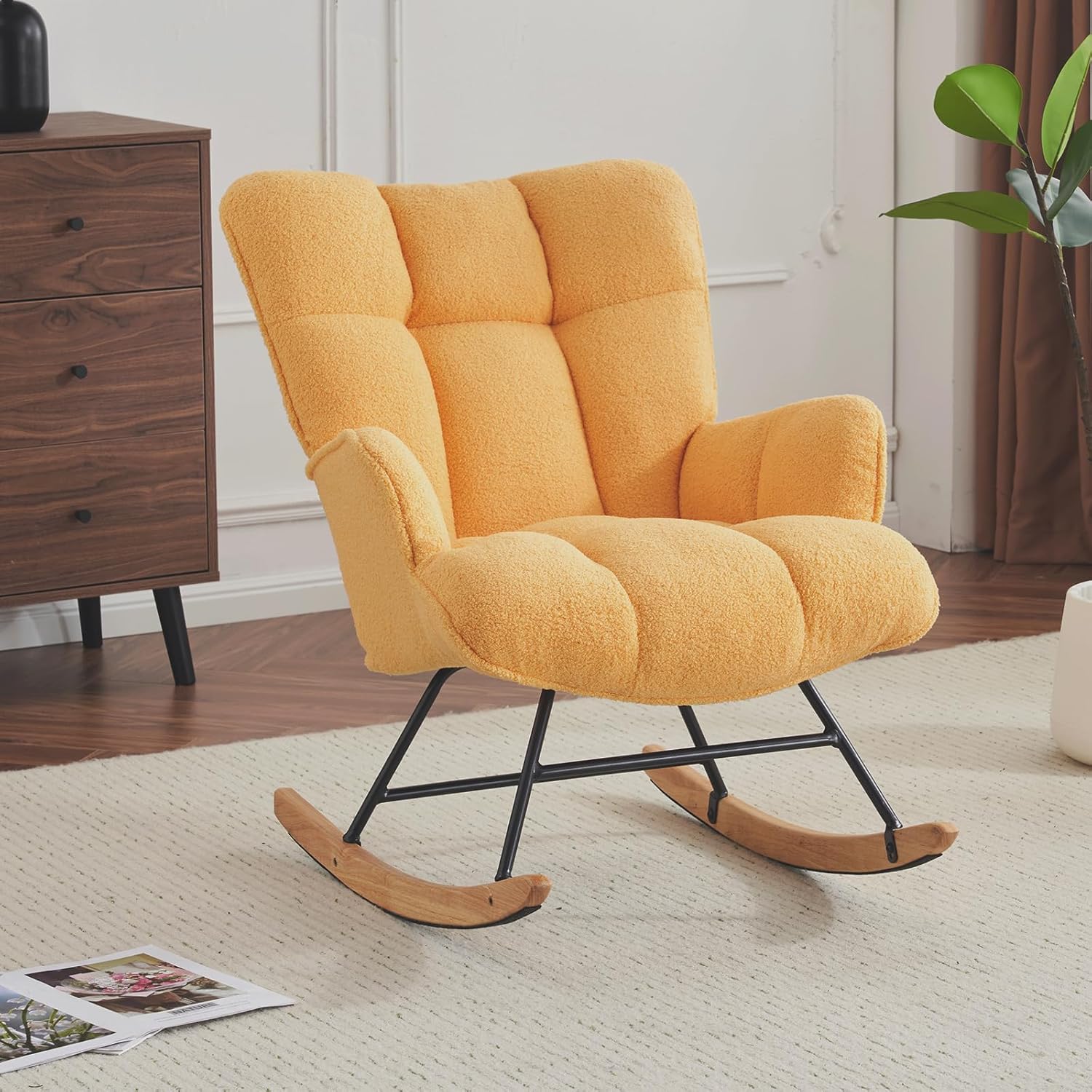 Ergonomic Teddy Upholstered Glider Rocker for Cozy Spaces
