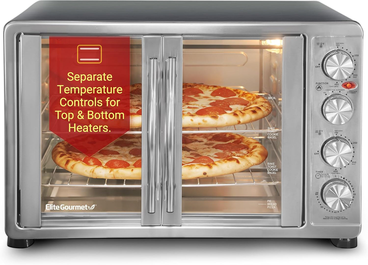 Elite Gourmet French Door Convection Oven with Rotisserie