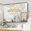 48x32 in Brushed Nickel Bathroom Mirror Rounded Rectangle - Clear HD