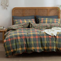 Multicolor Plaid Duvet Cover Set Full - Soft Washed Cotton