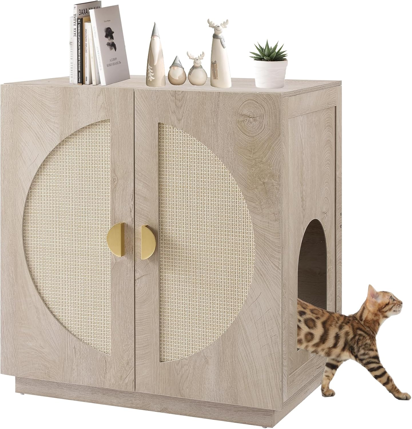unipaws Cat Litter Box Enclosure with Adjustable Shelves