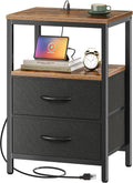 Huuger Nightstand with Charging Station - Bedside Table with USB