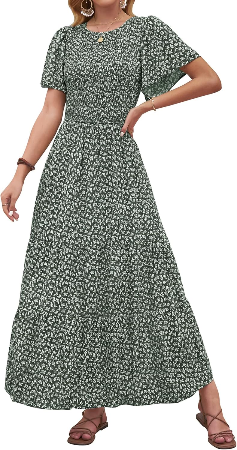 ZESICA Women's Floral Print Maxi Dress for Summer Style