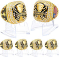 Misdary Champion Rings Set of 6 Gold Rings with Display Stands - Team