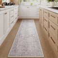Gray Runner Rug 2x8 Hallway Machine Washable Vintage Style