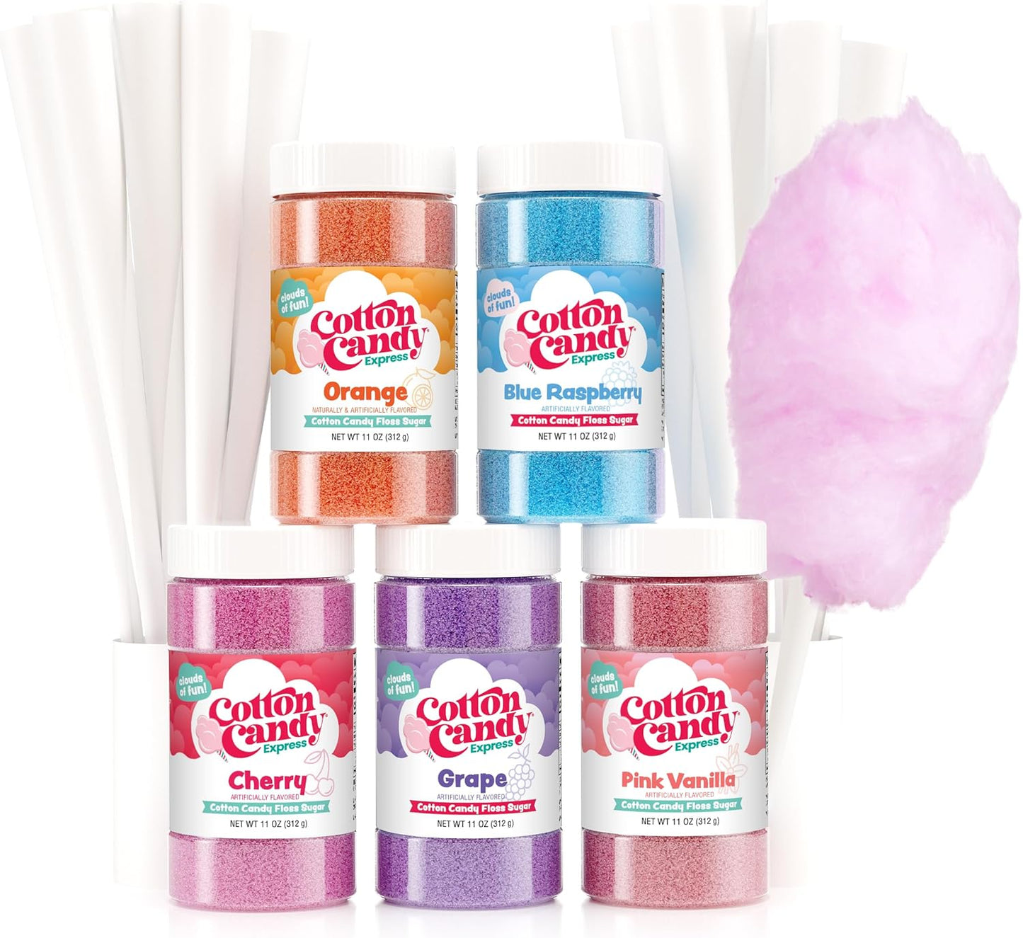 Cotton Candy Express Floss Sugar Variety Pack for Sweet Treats