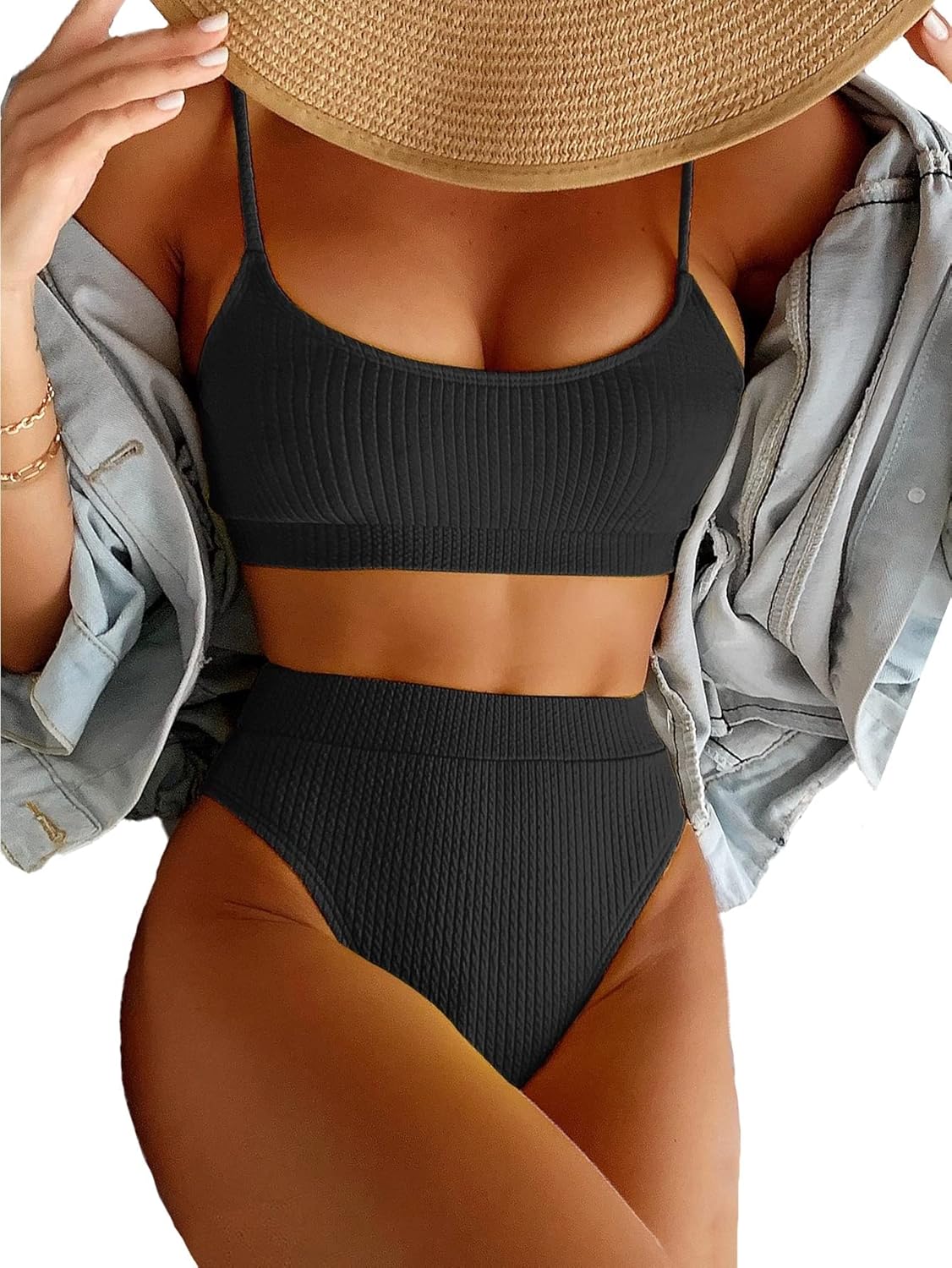 Lilosy High Waisted Tummy Control Ribbed Bikini Set Review