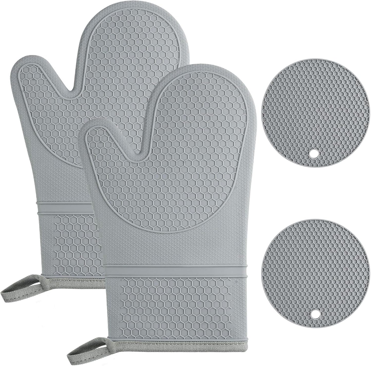 Heat Resistant Silicone Oven Mitts Set
