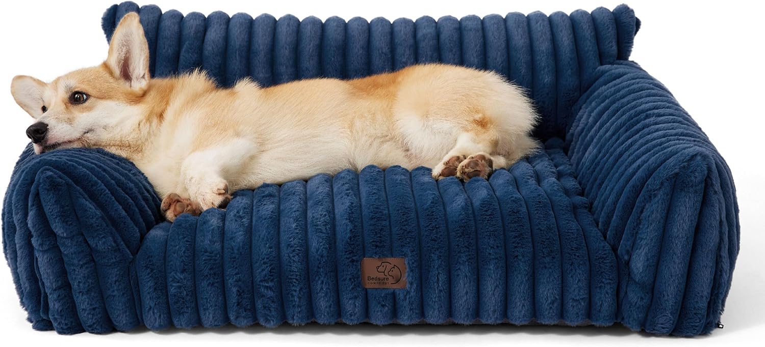 Bedsure Cute Dog Couch for Pets - Cozy Fluffy Sofa Bed