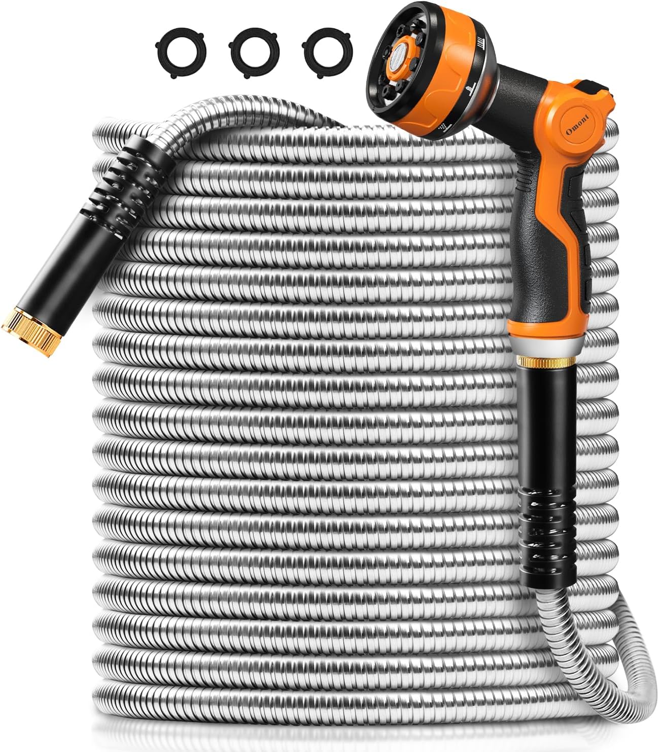 Omont Metal Garden Hose 100FT - Durable, Flexible & Kink-Free