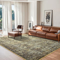 6x9 Vintage Area Rug Yellow Brown - Machine Washable Low Pile
