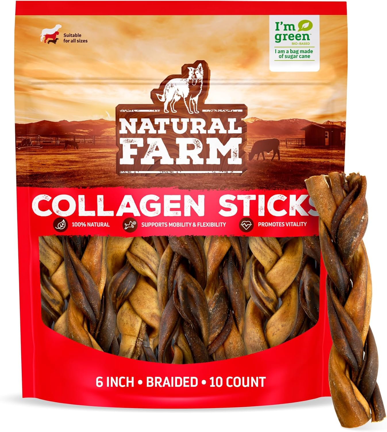 Natural Farm Braided Collagen Chews for Dogs - Long Lasting Treats